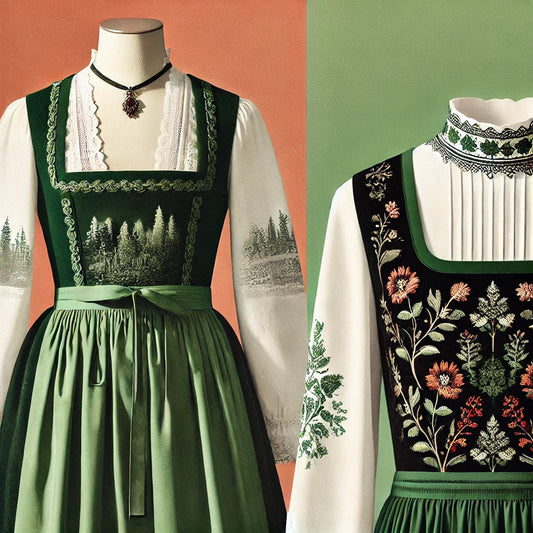 Die Schönheit von dunkelgrünen Dirndl und Dirndl mit geradem Ausschnitt