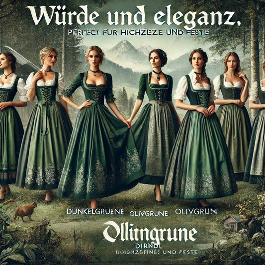 Die Schönheit der dunkelgrünen und olivgrünen Dirndl
