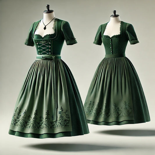 Der Reiz des Dirndls in Waldgrün und die Eleganz einer dunkelgrünen Dirndlschürze