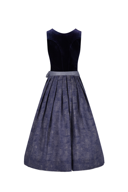 SAMT DIRNDL ADELA IN BLAU mit 2 SCHÜRZEN