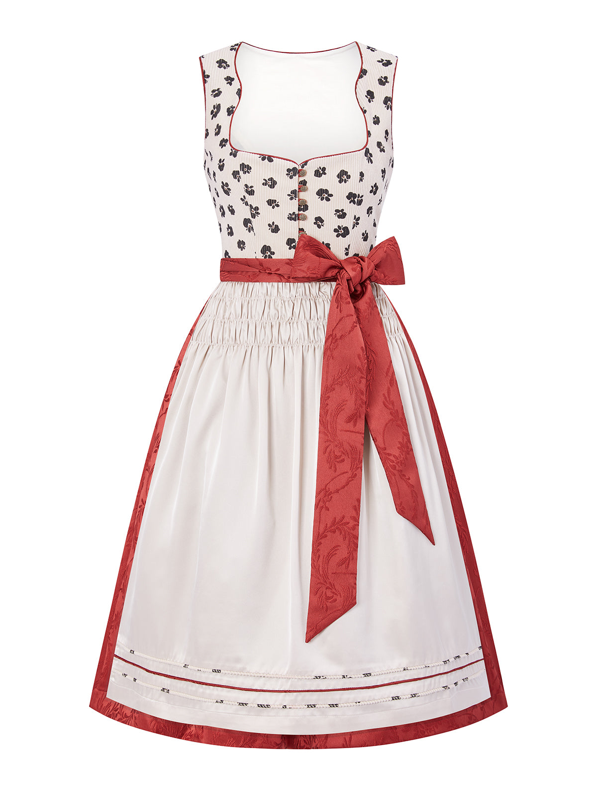 Dirndl Creme Schwarz Helles Rot