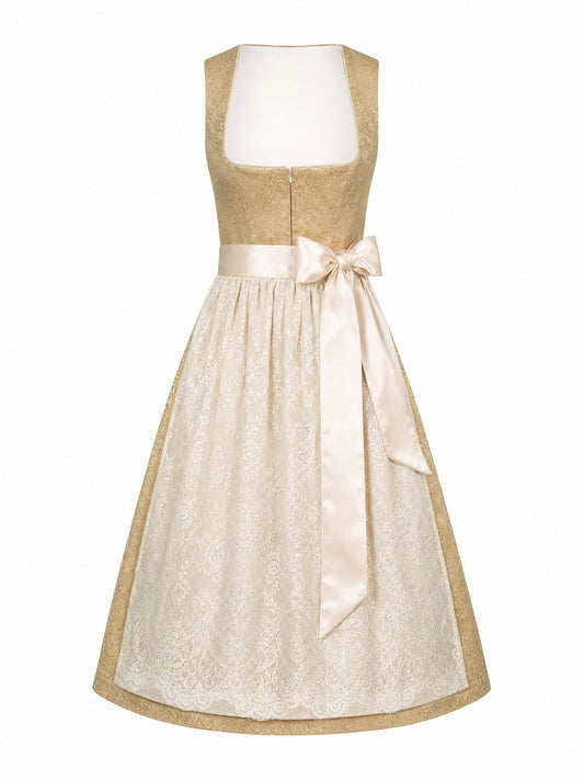Dirndl Yara in Weizengold mit Elfenbein Schürze - Vorderansicht