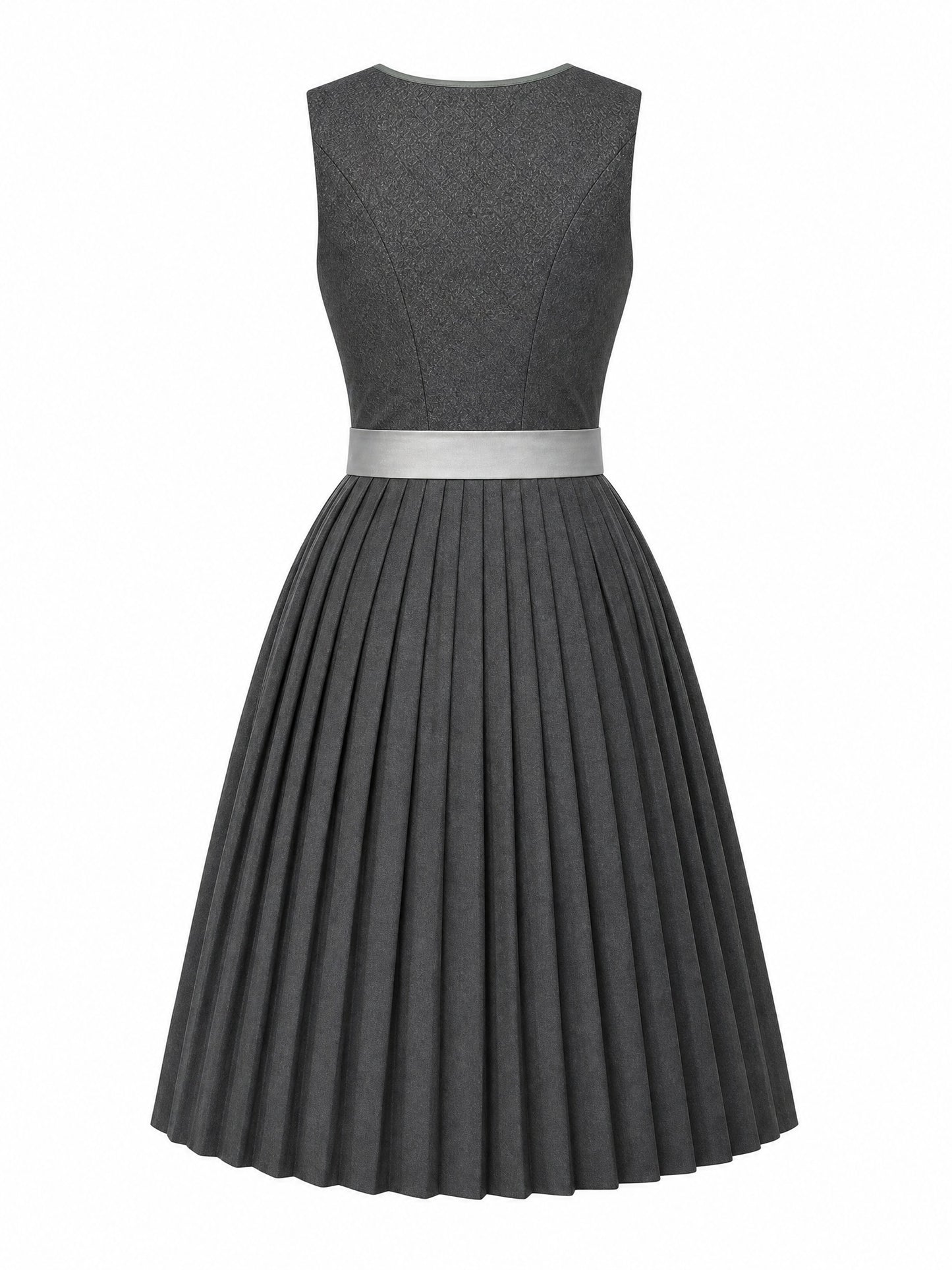 Dirndl Katharina in Graphit mit Perlgrau Schürze - Rückansicht