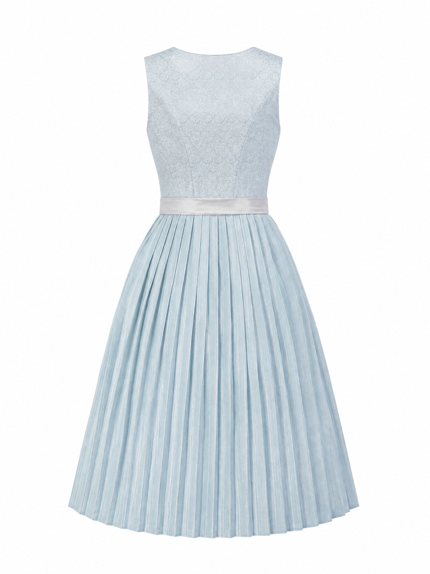 Dirndl Luise in Eisblau mit Perlgrau Schürze - Rückansicht