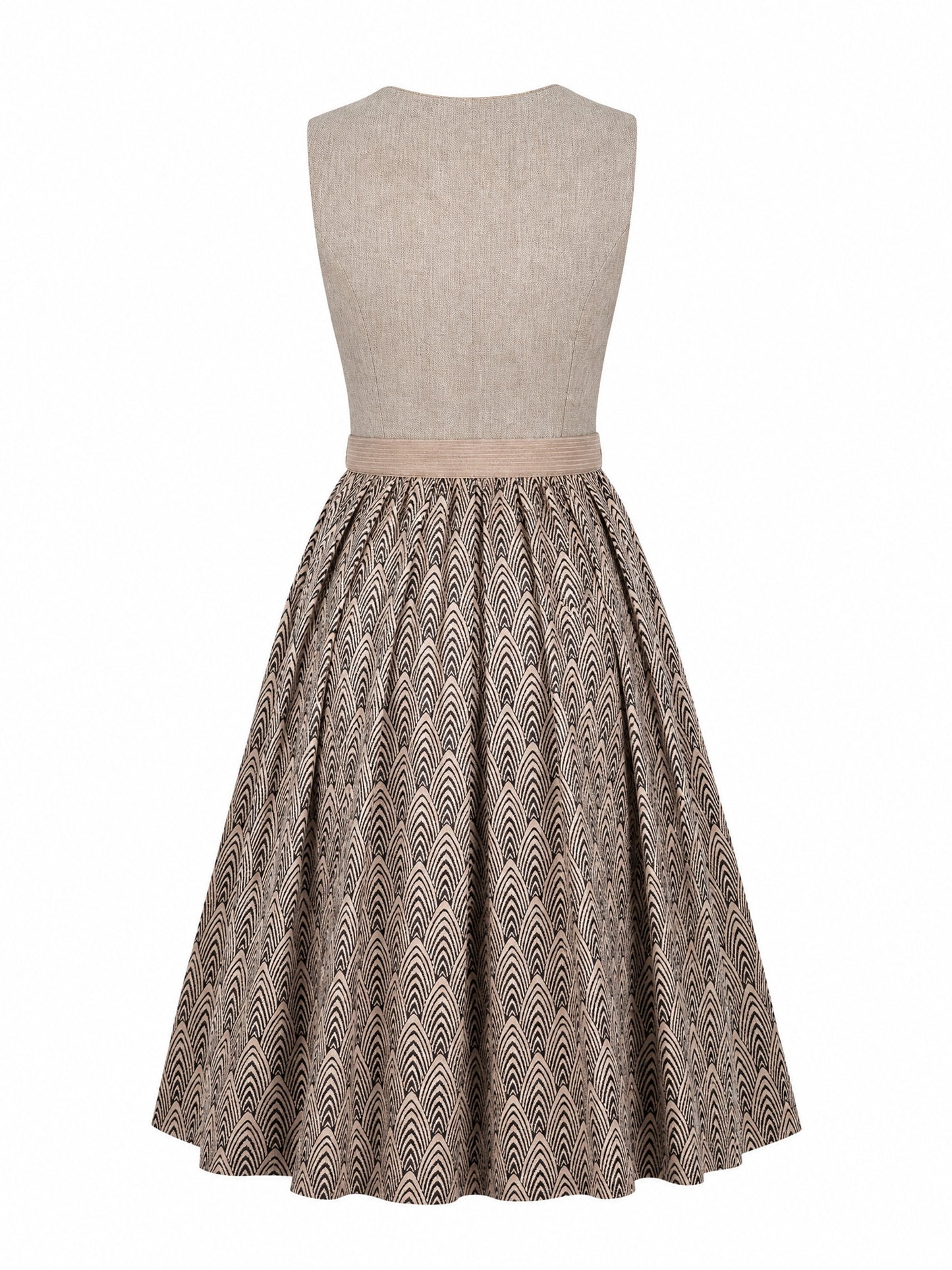 Dirndl Clara in Salbeigrün mit Perlgrau Schürze - Rückansicht