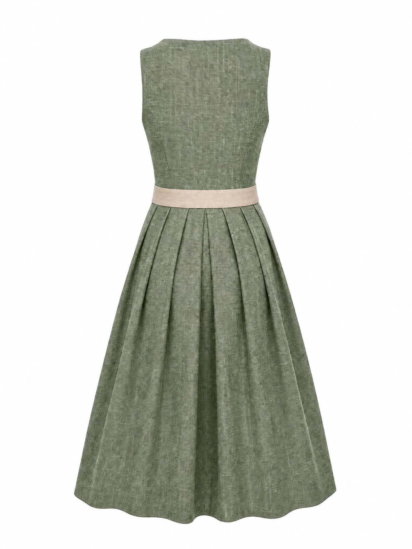 Dirndl Enna in Eukalyptusgrün mit Warmer Sand Schürze - Rückansicht