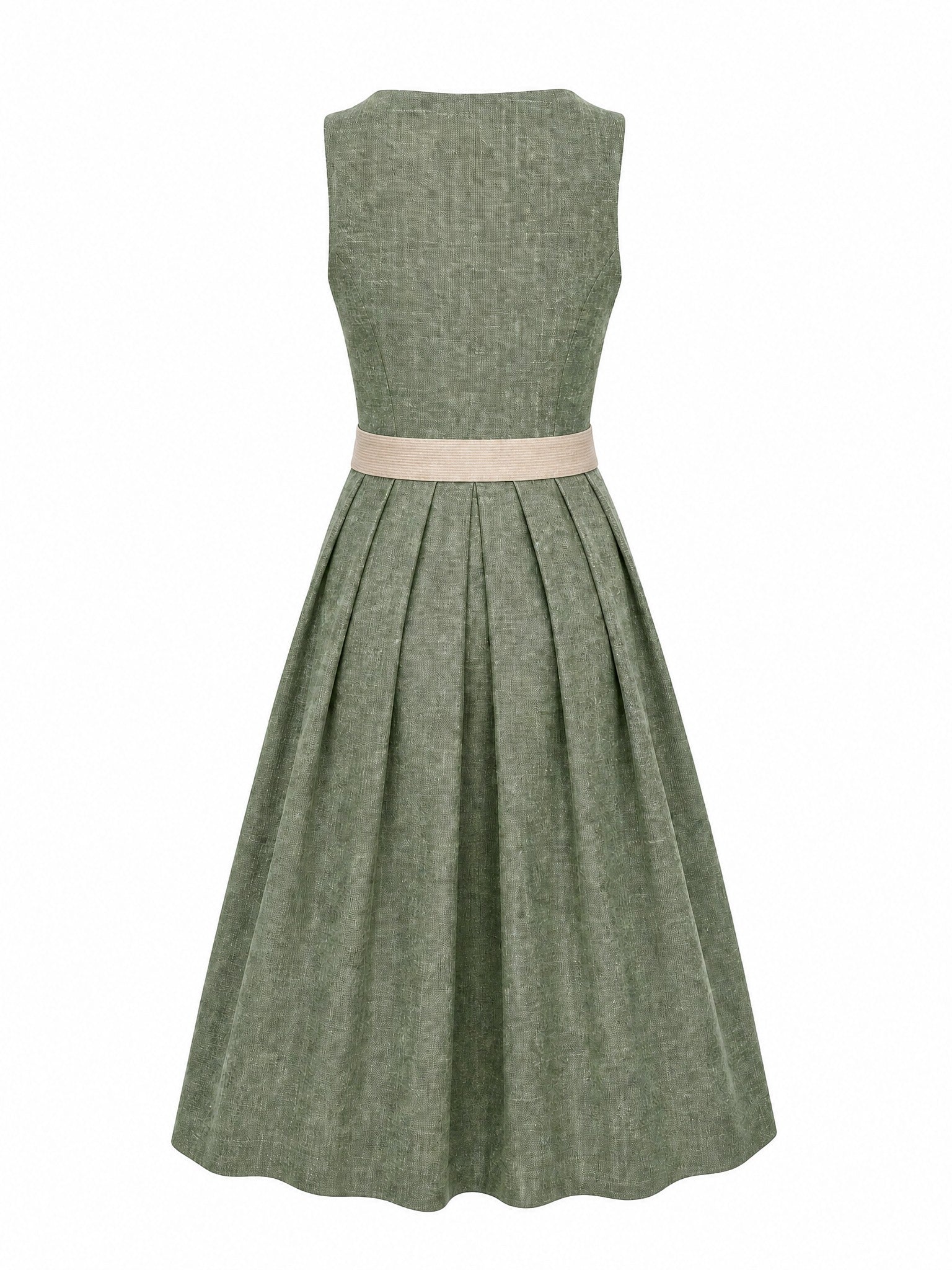 Dirndl Enna in Eukalyptusgrün mit Warmer Sand Schürze - Rückansicht