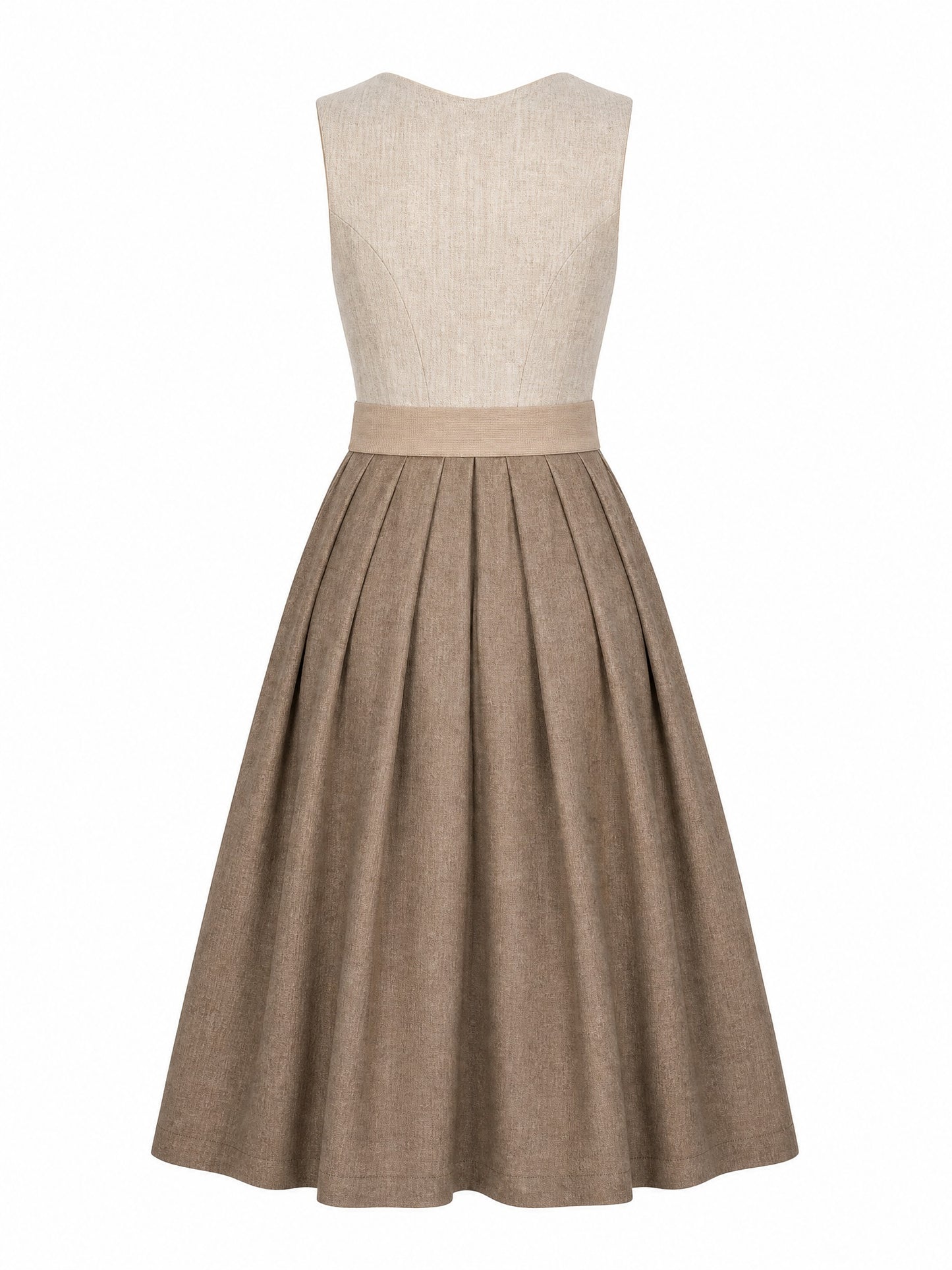 Dirndl Lia in Haferbeige mit Warmer Sand Schürze - Rückansicht