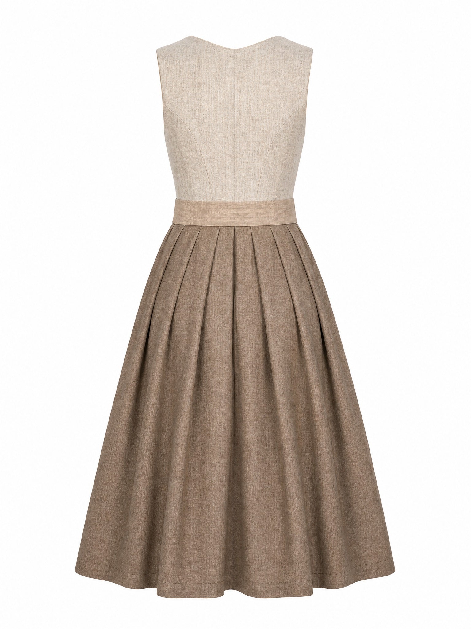 Dirndl Lia in Haferbeige mit Warmer Sand Schürze - Rückansicht