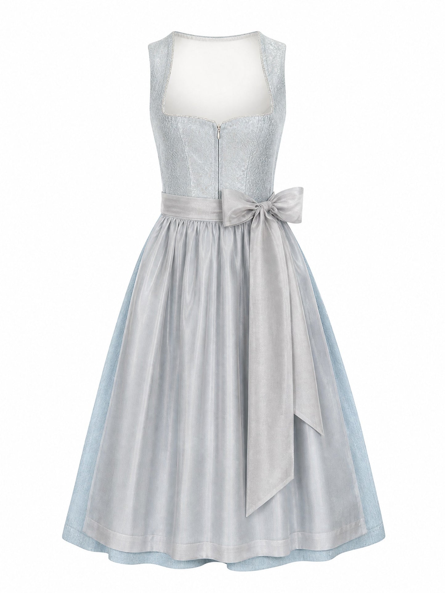 Dirndl Rosalie in Eisblau mit Perlgrau Schürze - Vorderansicht