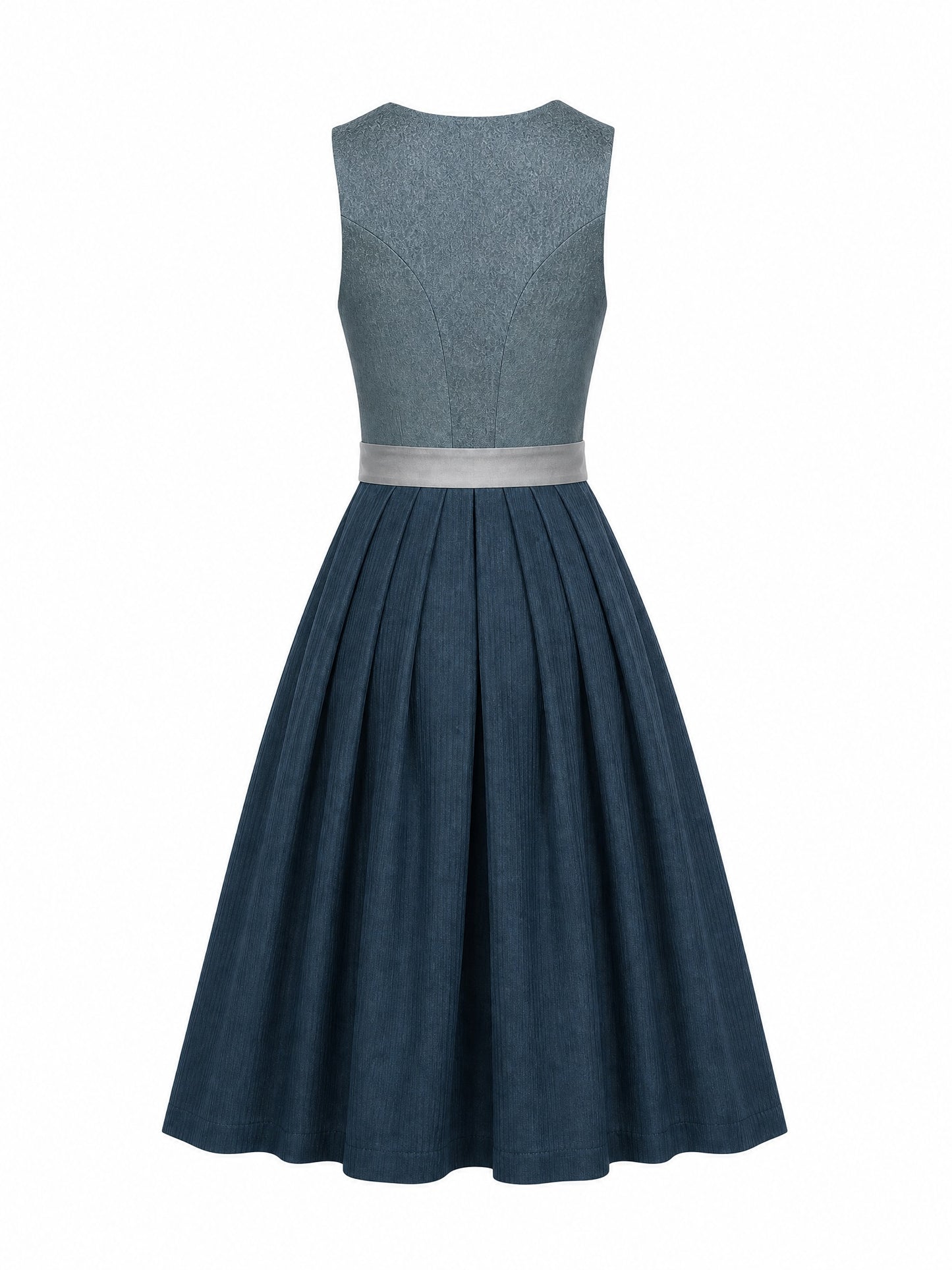Dirndl Sophia in Rauchpetrol mit Pewtergrau Schürze - Rückansicht