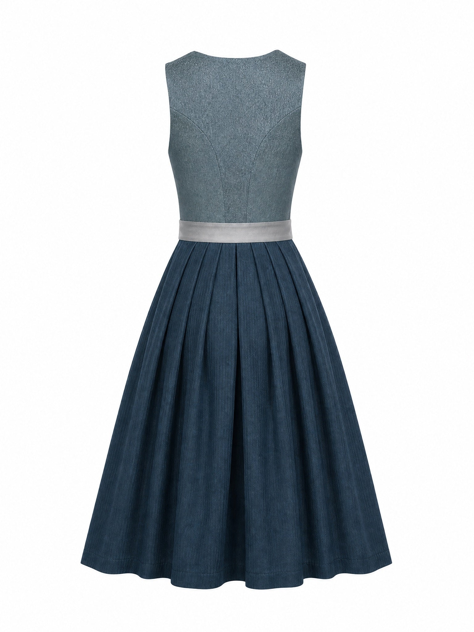 Dirndl Sophia in Rauchpetrol mit Pewtergrau Schürze - Rückansicht