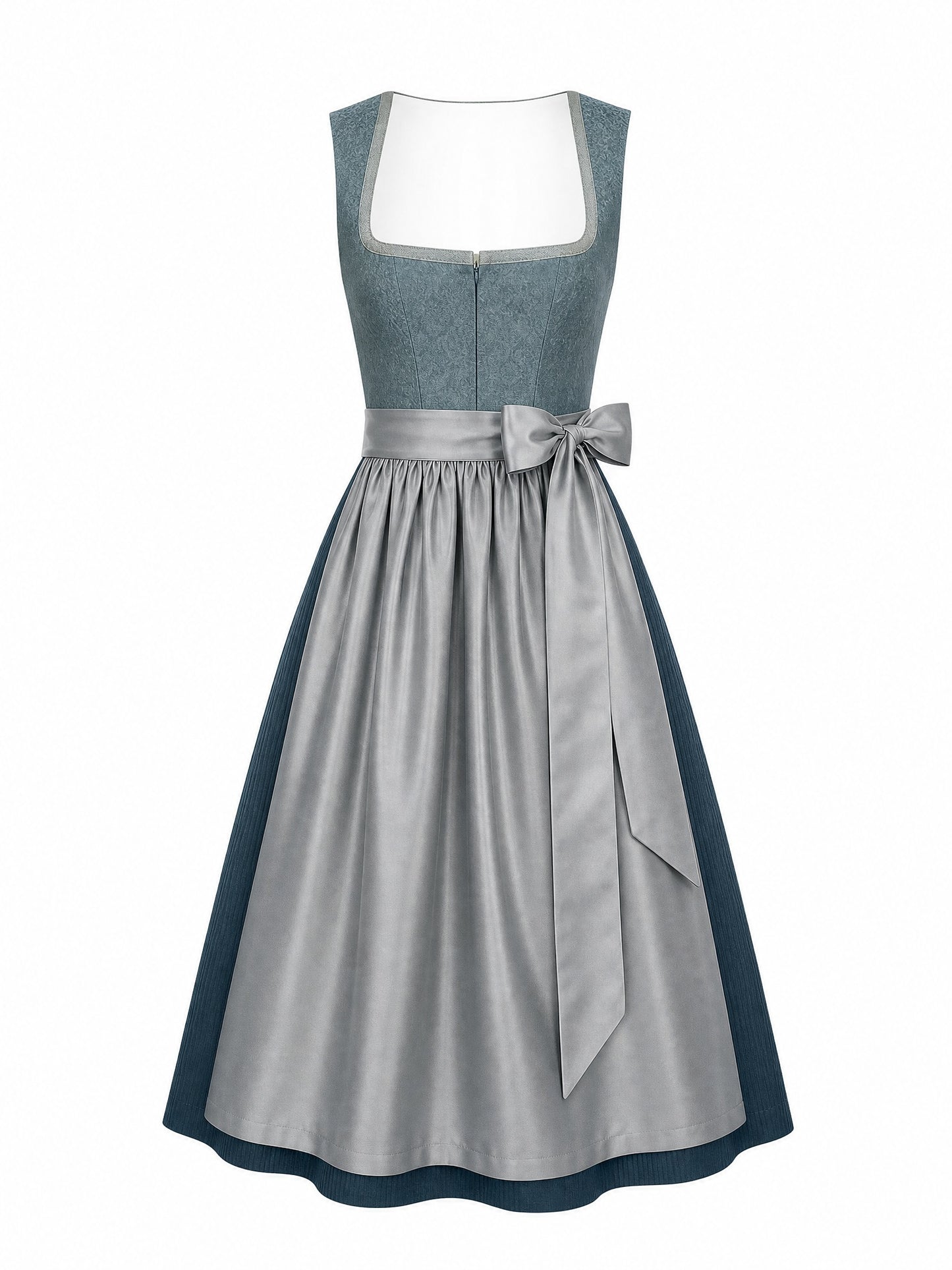 Dirndl Sophia in Rauchpetrol mit Pewtergrau Schürze - Vorderansicht