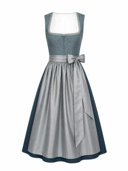 Dirndl Sophia in Rauchpetrol mit Pewtergrau Schürze - Vorderansicht