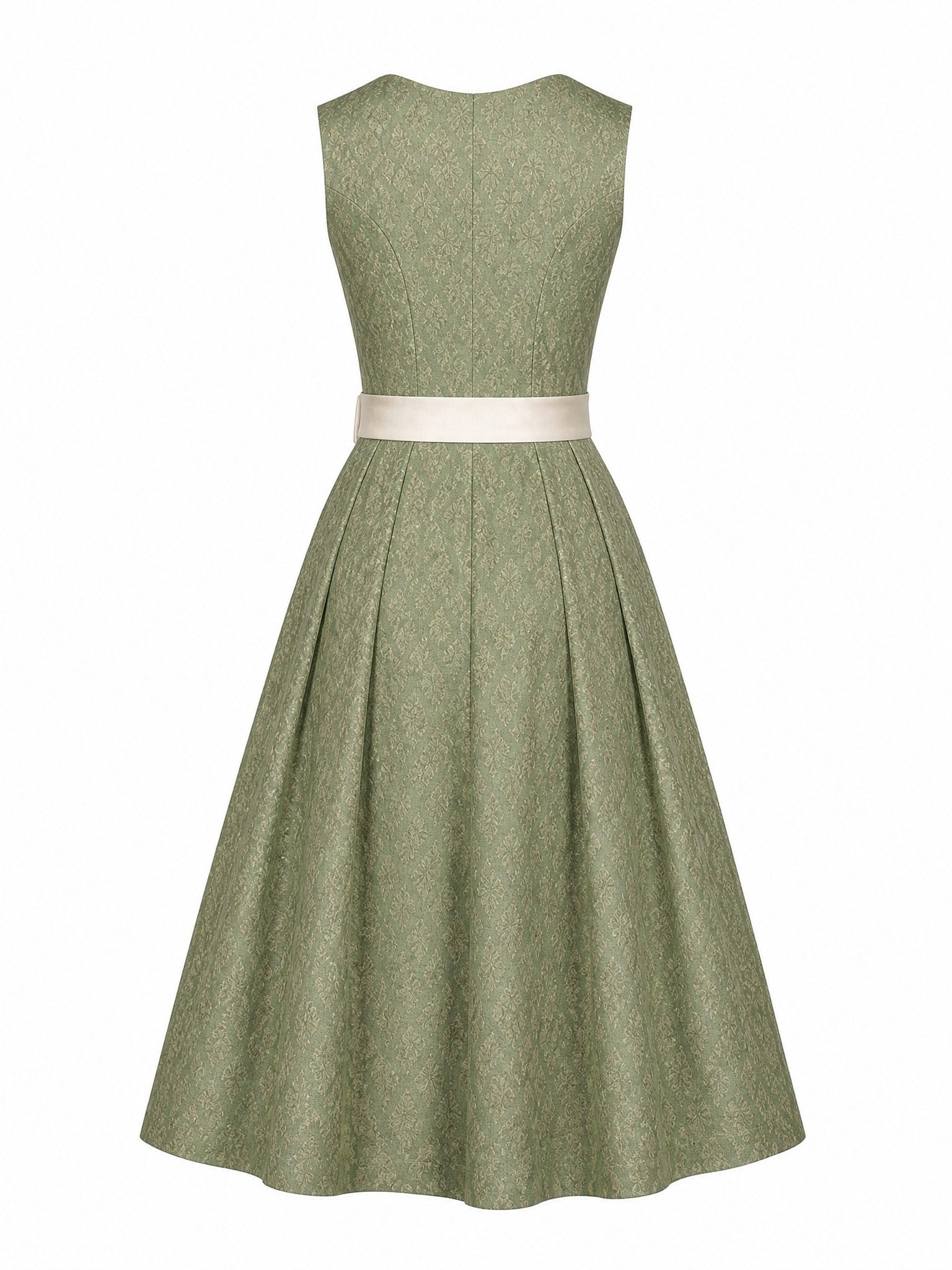 Dirndl Julia in Mineralgrün mit Elfenbein Schürze - Rückansicht