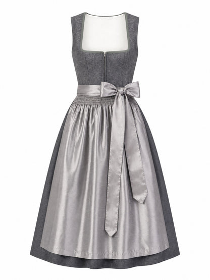 Dirndl Sophia in Graphit mit Perlgrau Schürze - Vorderansicht