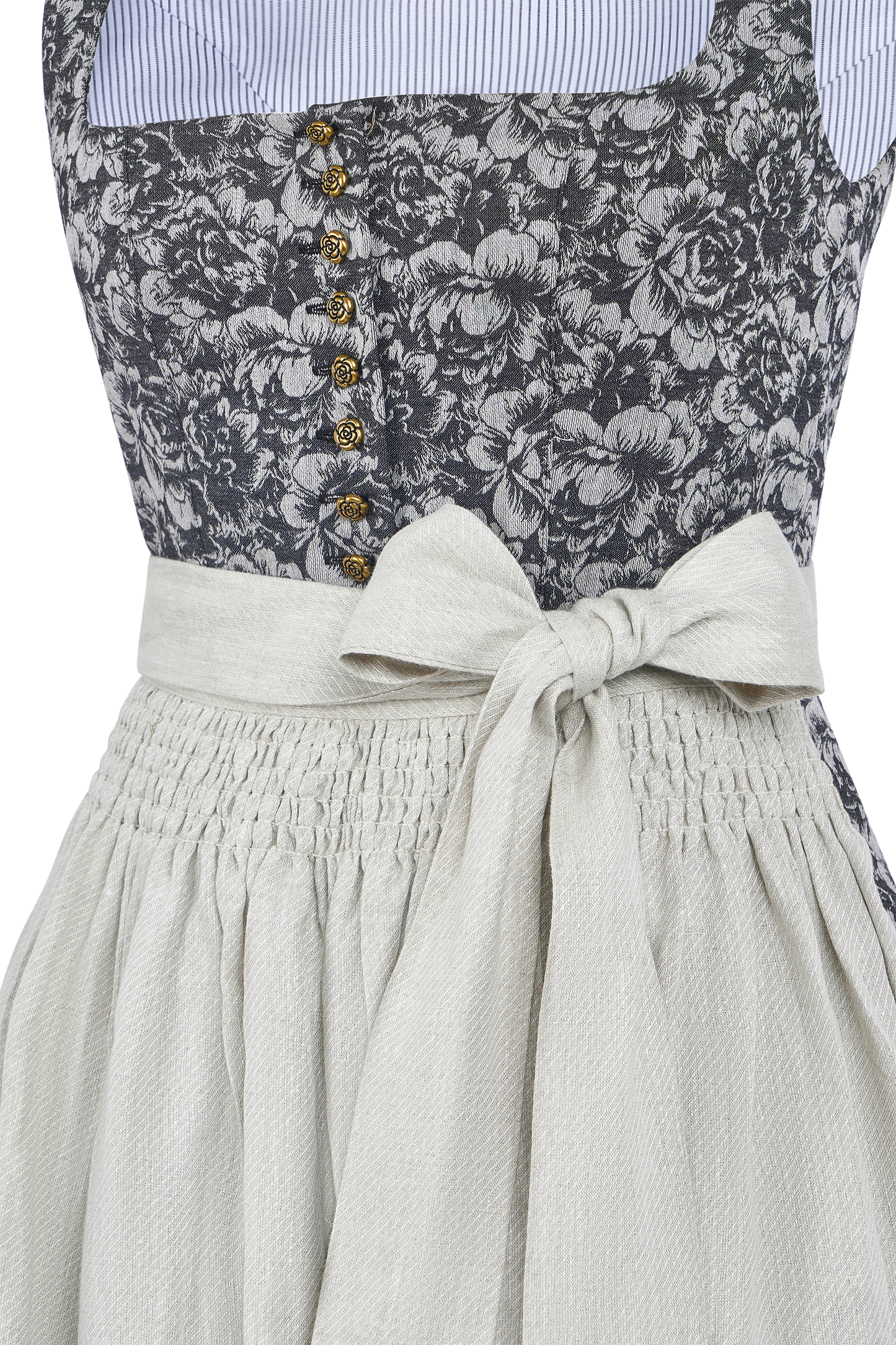 DIRNDL ROSALIE mit SCHWARZE und WEIßE BLUMEN