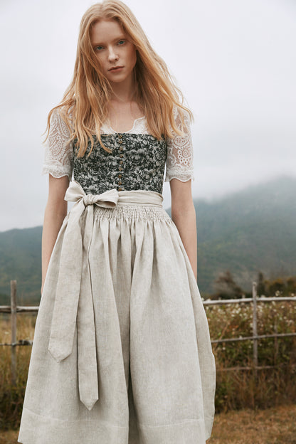 DIRNDL ROSALIE mit SCHWARZE und WEIßE BLUMEN